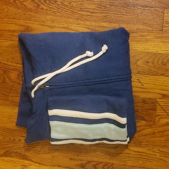 SO Tops - So Junior Zip up Hoodie Blue w/strips Large
